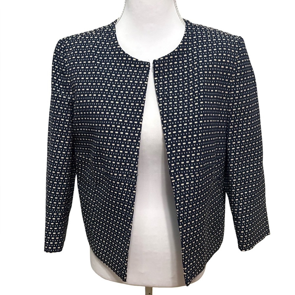 Merona Navy and cream Textured Open-Front Lined Jacket